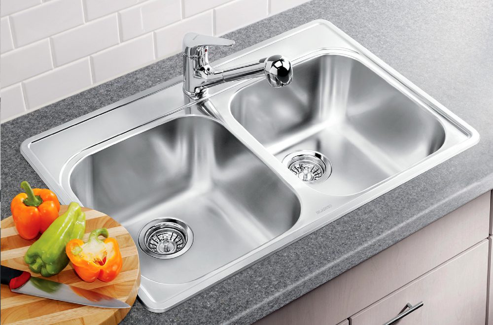 Blanco Essential Double Bowl Drop in Sink 1 hole