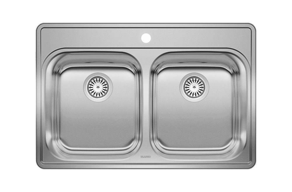 Blanco Essential Double Bowl Drop in Sink 1 hole