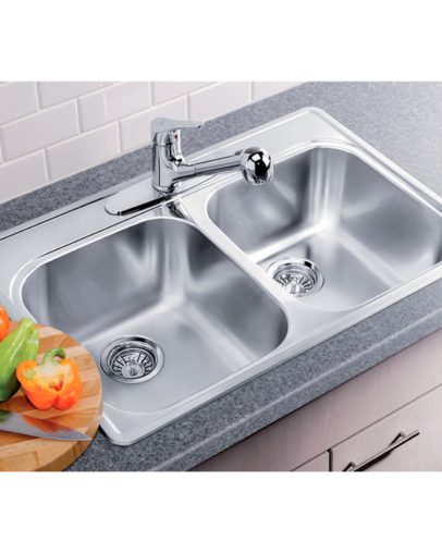 Blanco Essential Double Bowl Drop in Sink 3 hole
