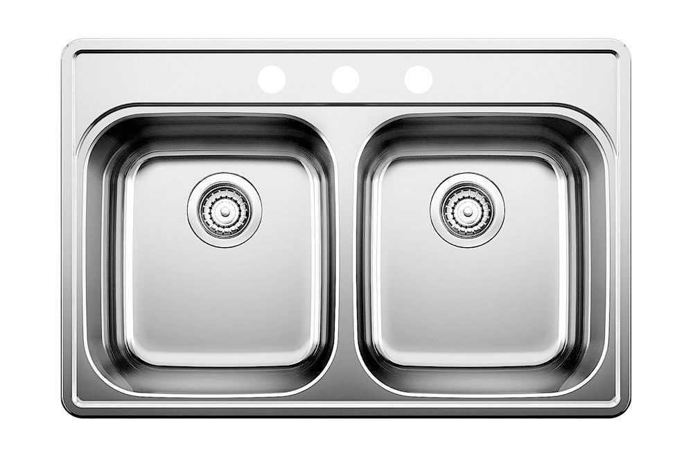 Blanco Essential Double Bowl Drop in Sink 3 hole