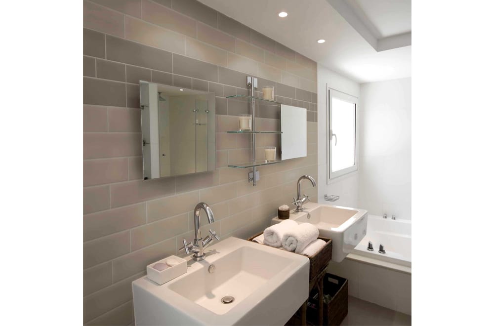 Ceratec 4x16 Subway Tile Dark Taupe and Taupe