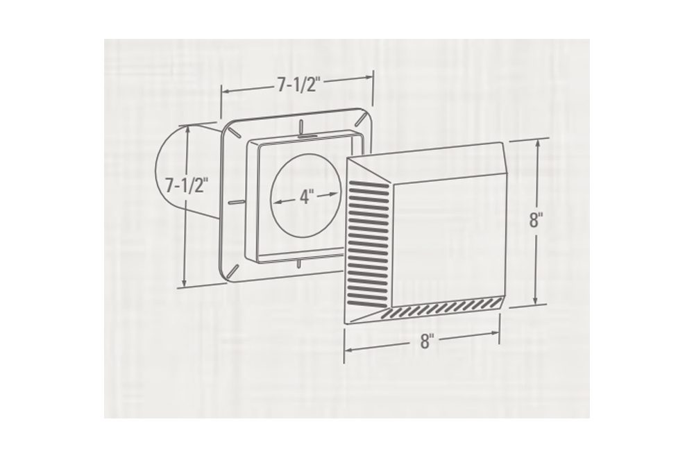 Intake exhaust vent technical drawing