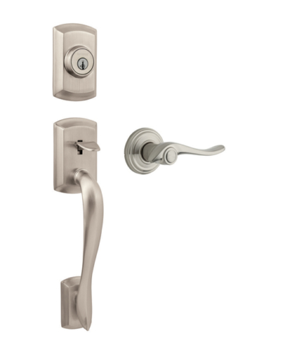 Avalon entry handle and lever set satin nickel 1