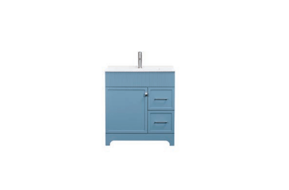 Ruby 32 inch vanity matte blue front