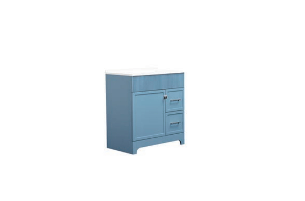 Ruby 32 inch vanity matte blue side angle