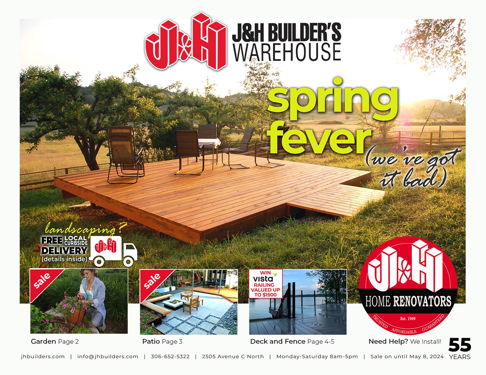 J&H Builder's Warehouse Saskatoon Home Improvement Flyer. SPring Fever April 25 - May 8, 2024