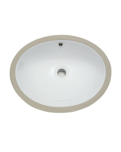 White oval undermount sink