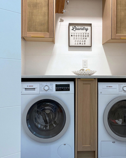Trusscore wall board in laundry room